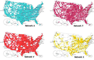 Cellular network coverage maps